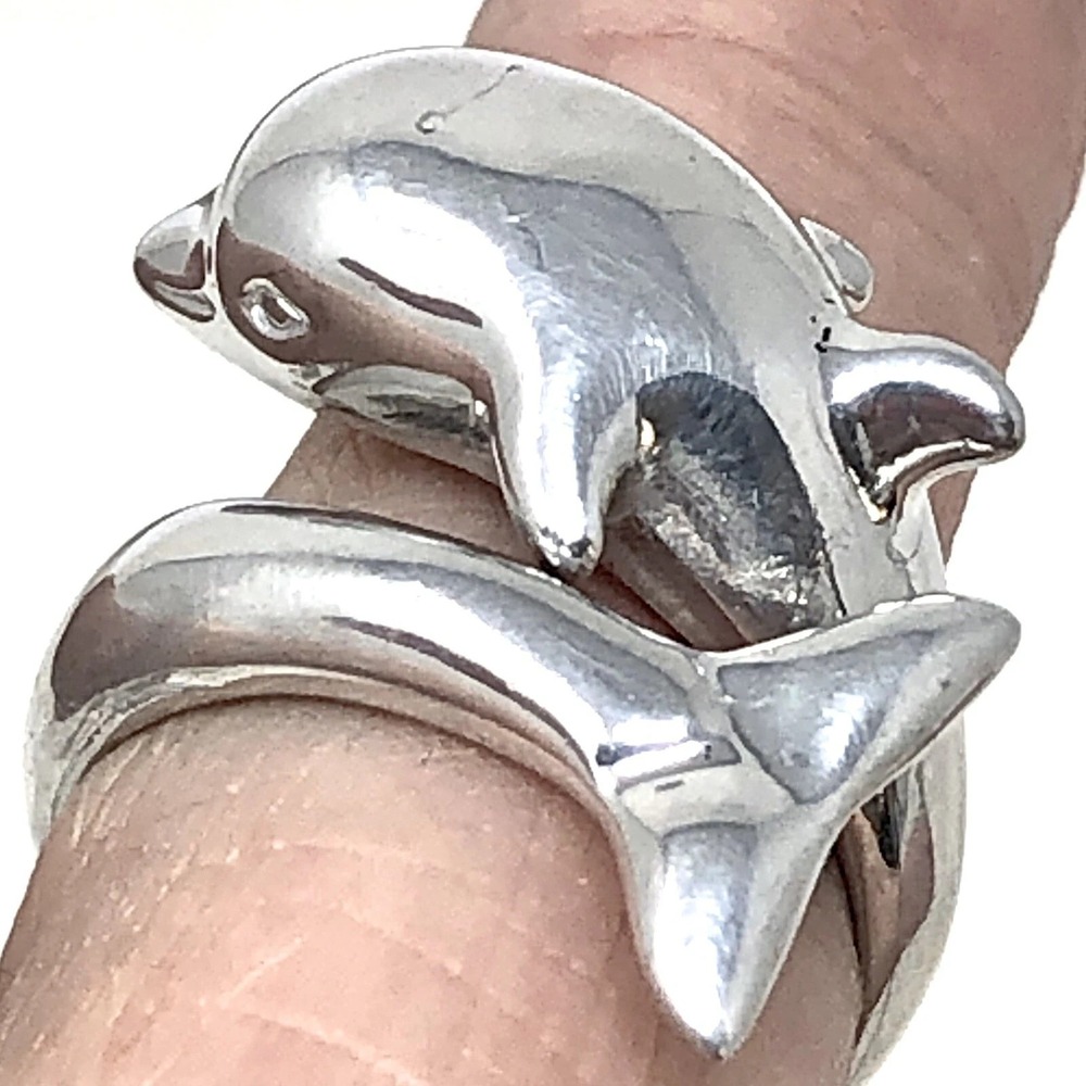 Dolphin Ring Band Sz 7 Aluminum Arthur Court Signed Jewelry Aluminum